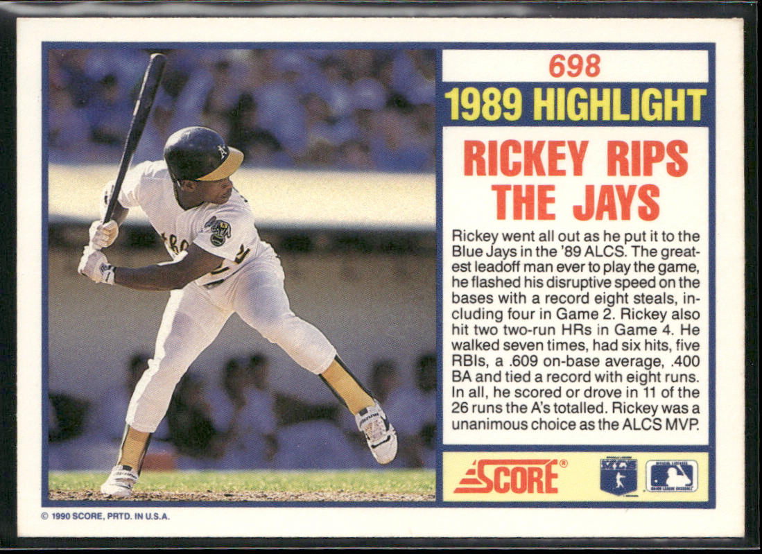 Rickey Henderson 1990 Score #698 Oakland Athletics