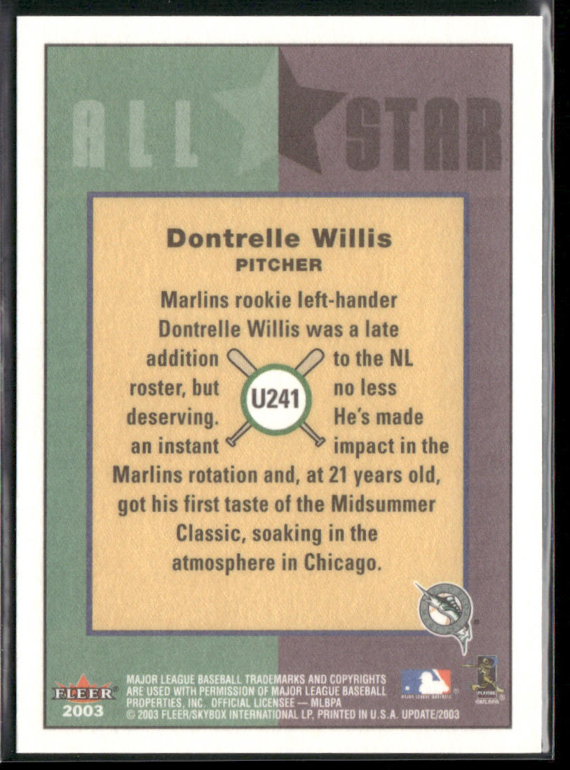 Dontrelle Willis 2003 Fleer Tradition Update #U241 Florida Marlins