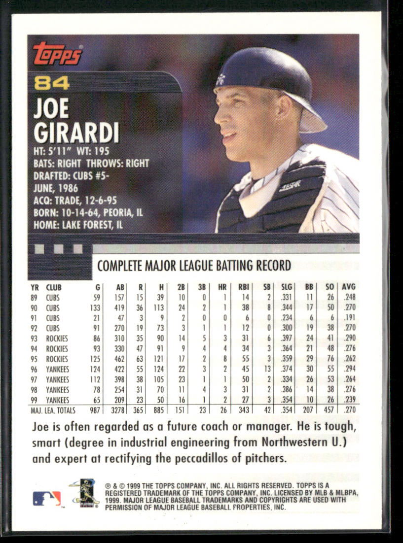 Joe Girardi 2000 Topps Limited #84 New York Yankees