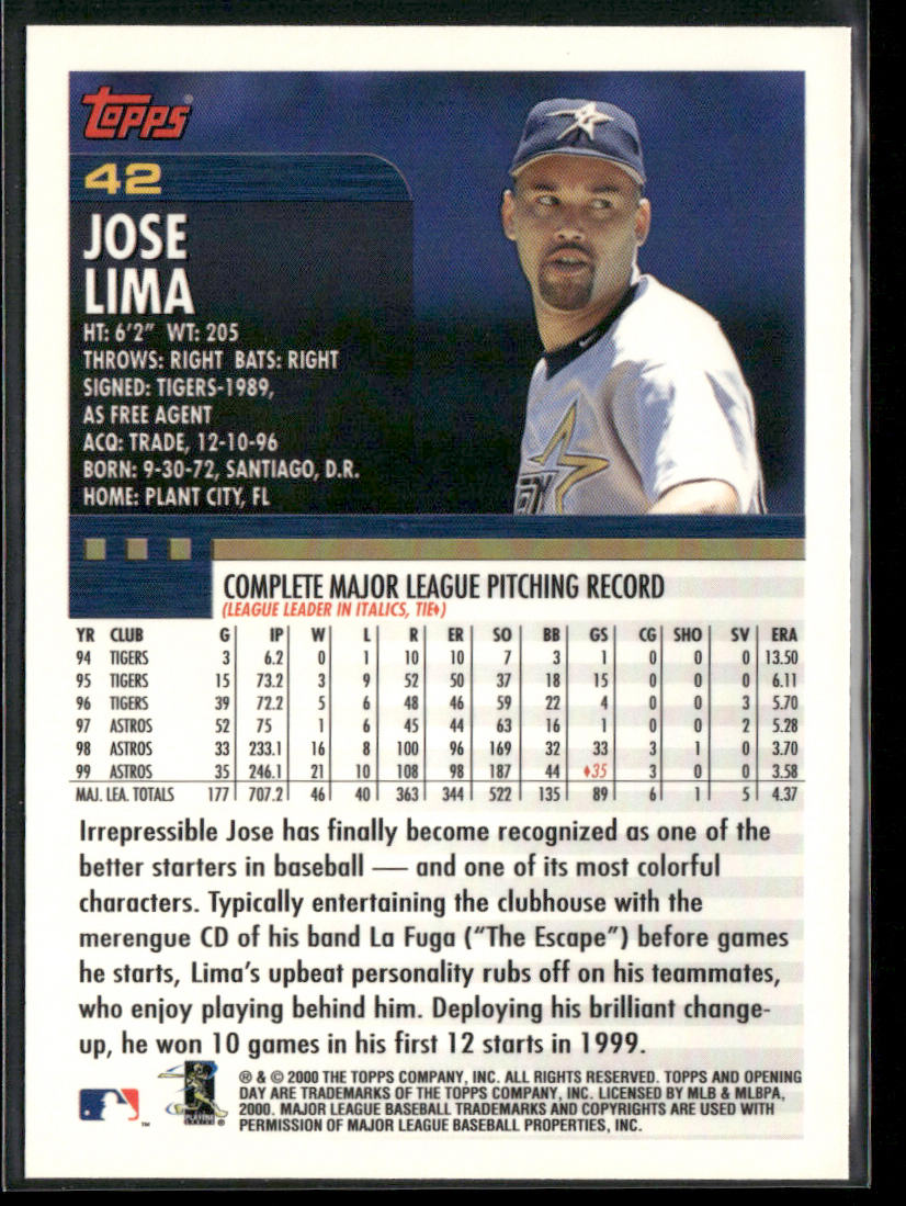 Jose Lima 2000 Topps Opening Day #42 Houston Astros