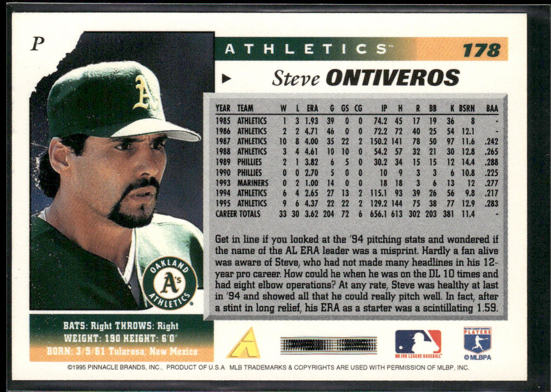 Steve Ontiveros 1996 Score #178 Oakland Athletics