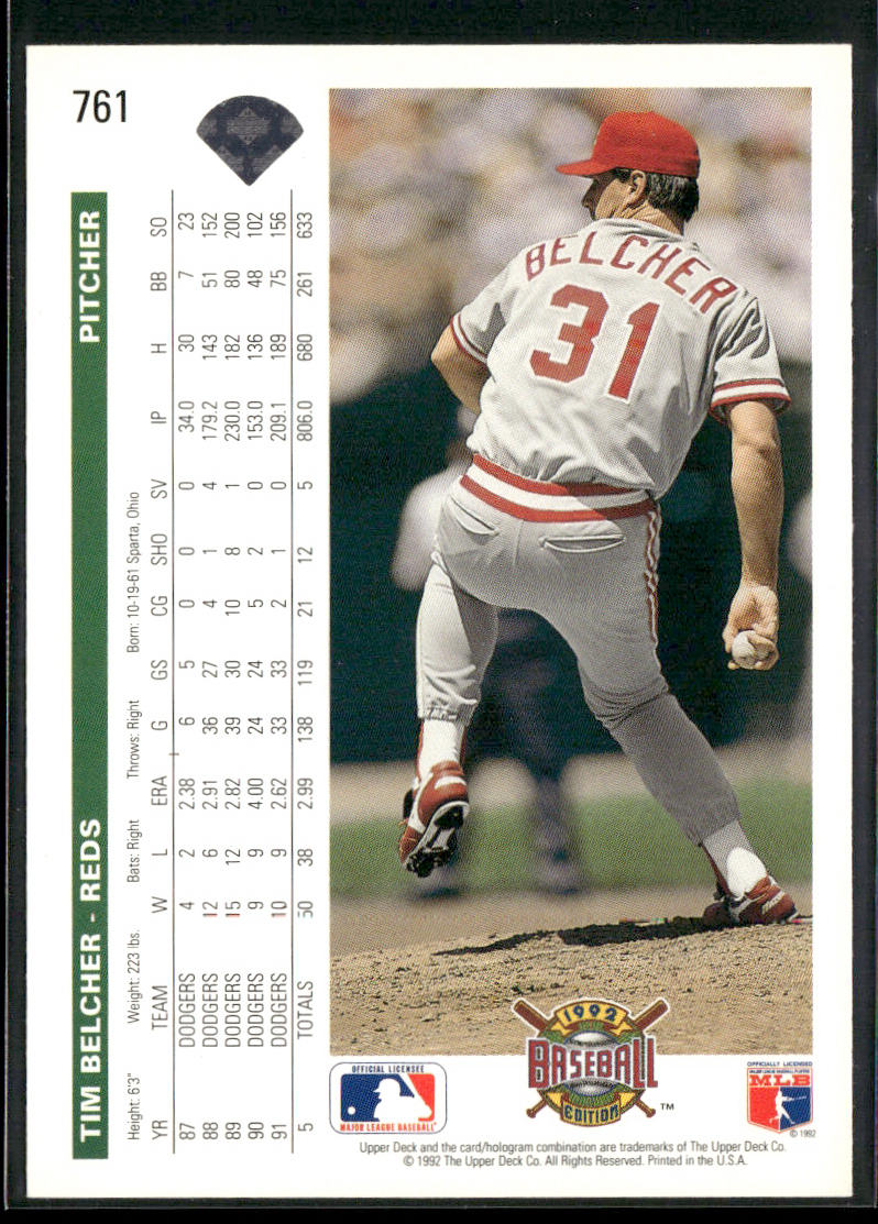 Tim Belcher 1992 Upper Deck #761 Cincinnati Reds
