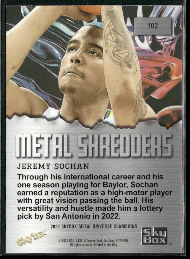 Jeremy Sochan 2022 SkyBox Metal Universe Champions #102