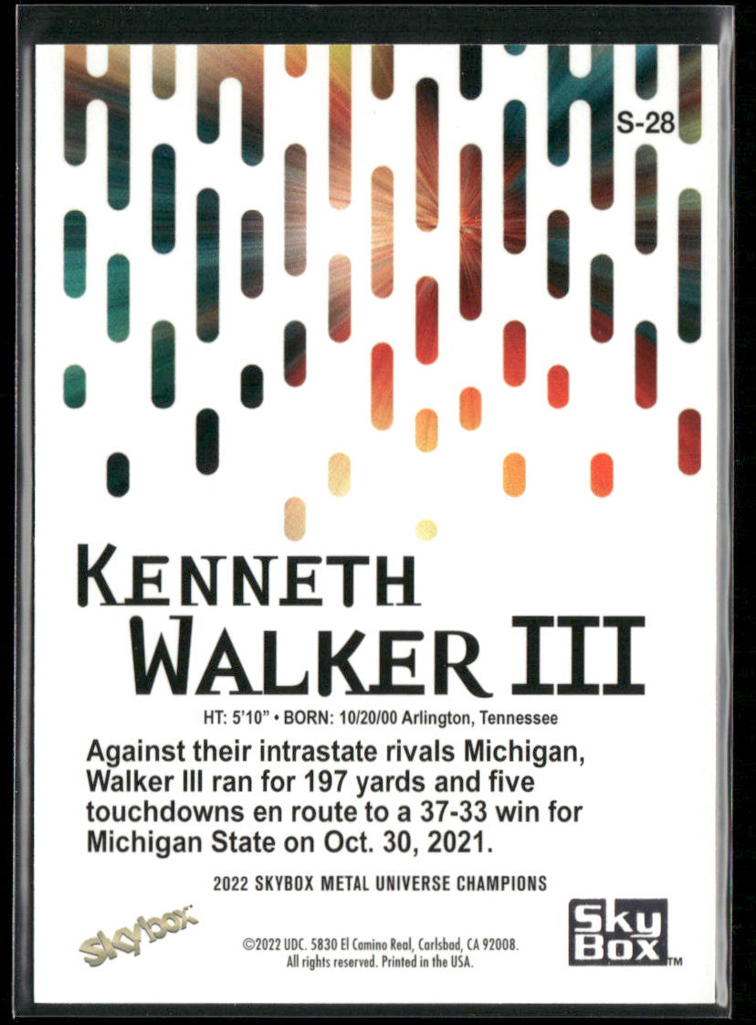 Kenneth Walker III 2022 SkyBox Metal Universe Champions Skybox Premium #S-28