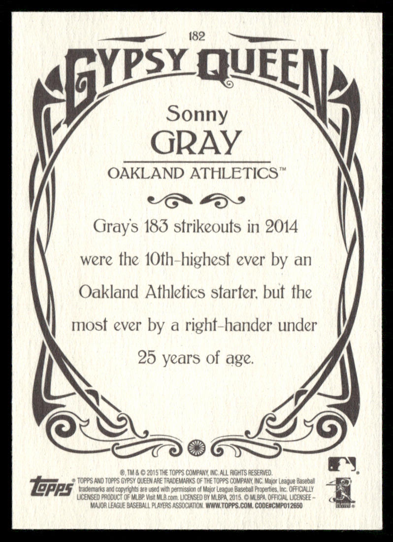 Sonny Gray 2015 Topps Gypsy Queen #182 Oakland Athletics