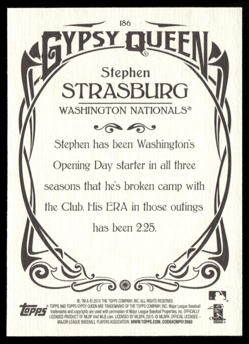 Stephen Strasburg 2015 Topps Gypsy Queen #186 Washington Nationals