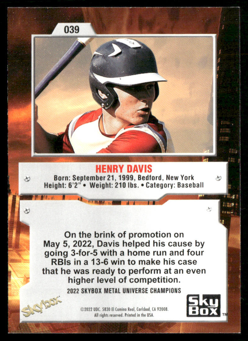 Henry Davis 2022 SkyBox Metal Universe Champions #039