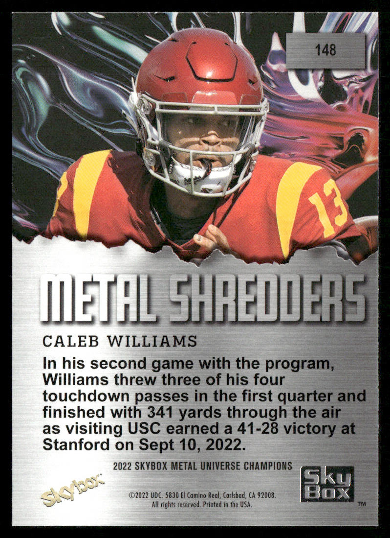 Caleb Williams 2022 SkyBox Metal Universe Champions Aqua #148