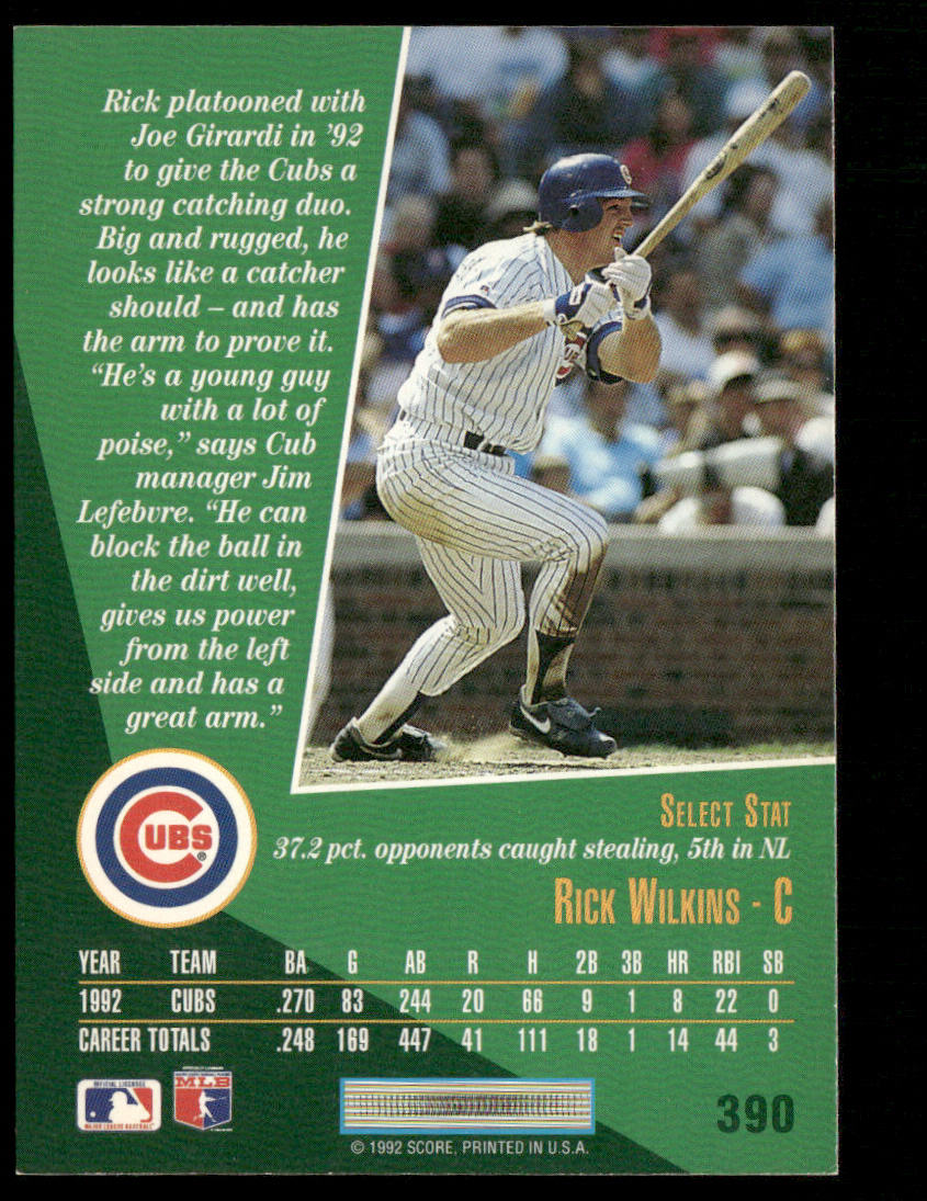 Rick Wilkins 1993 Select #390 Chicago Cubs