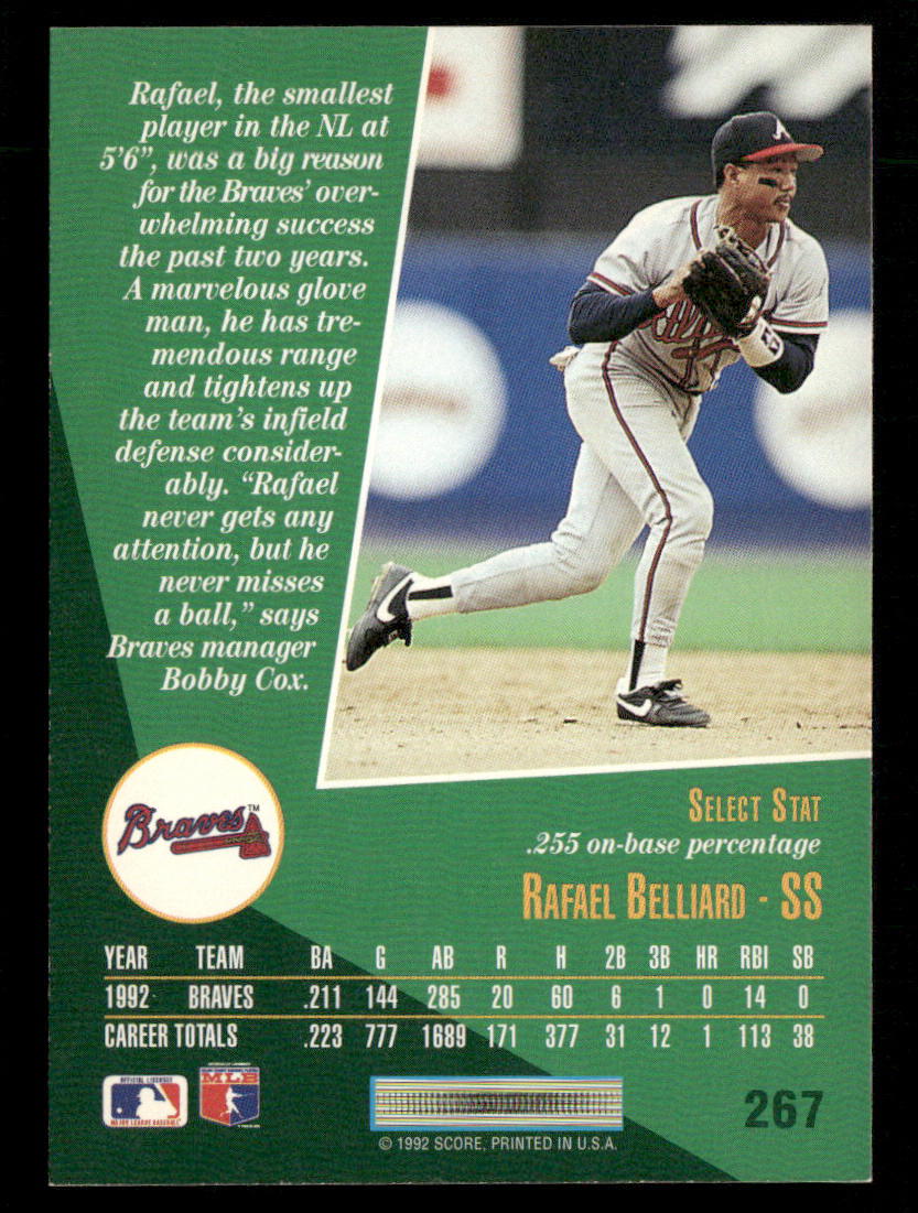 Rafael Belliard 1993 Select #267 Atlanta Braves