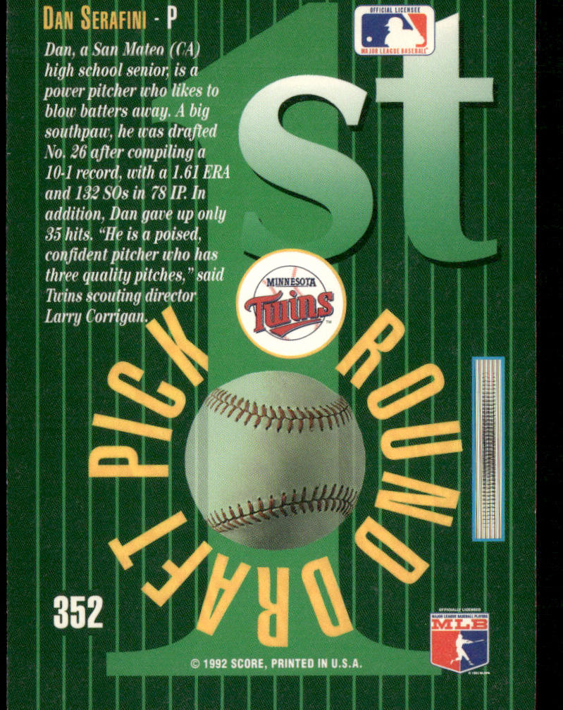Dan Serafini 1993 Select #352 RC Minnesota Twins