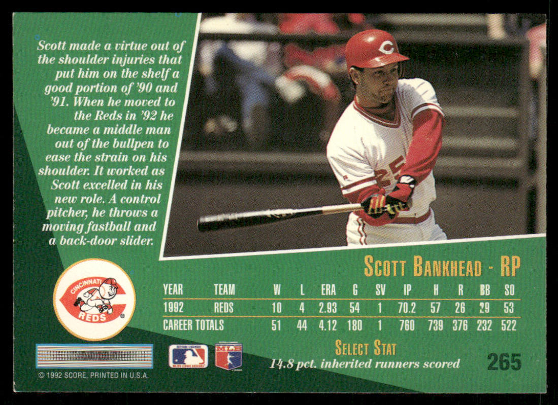 Scott Bankhead 1993 Select #265 Cincinnati Reds