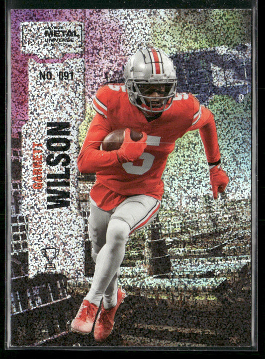 Garrett Wilson 2022 SkyBox Metal Universe Champions Silver Dots #091 SN