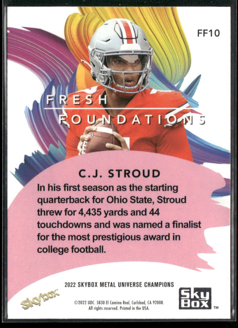 C.J. Stroud 2022 SkyBox Metal Universe Champions Fresh Foundations #FF10