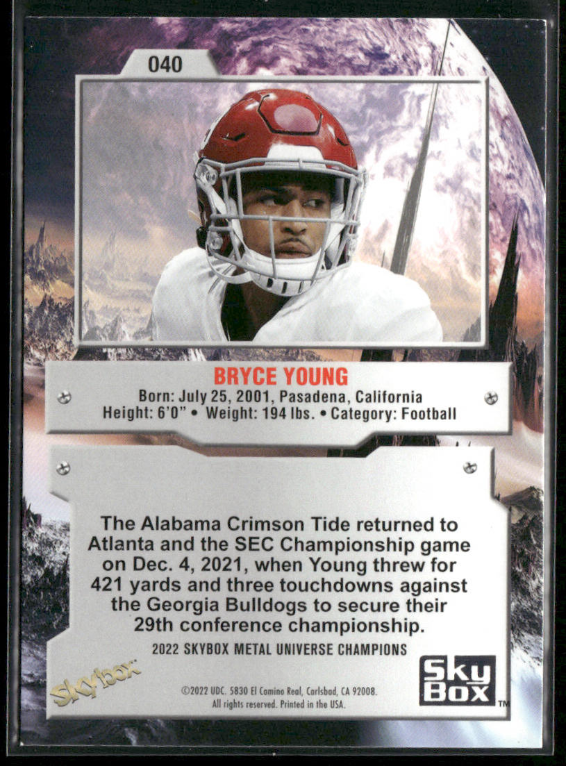 Bryce Young 2022 SkyBox Metal Universe Champions Aqua #040