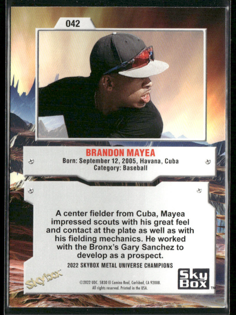Brandon Mayea 2022 SkyBox Metal Universe Champions #042 Kansas City Royals