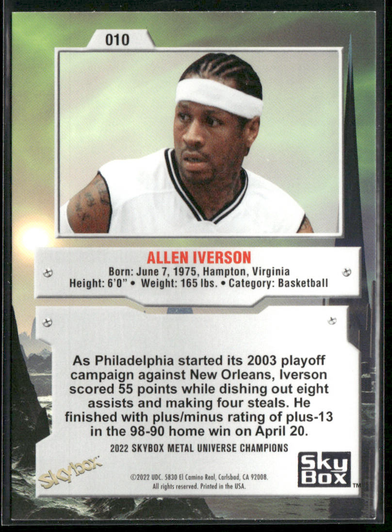 Allen Iverson 2022 SkyBox Metal Universe Champions #010