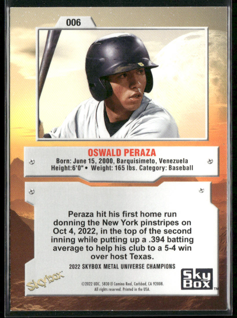 Oswald Peraza 2022 SkyBox Metal Universe Champions #006
