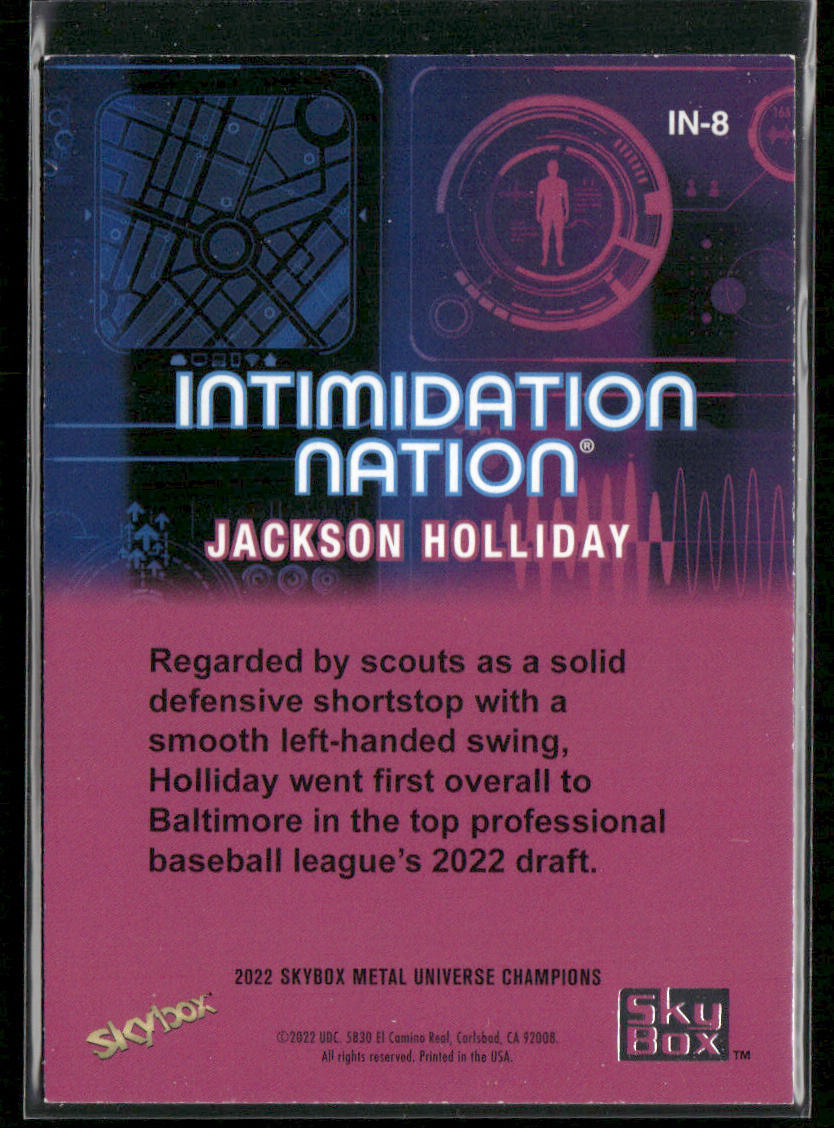 Jackson Holliday 2022 SkyBox Metal Universe Champions Intimidation Nation #IN-8