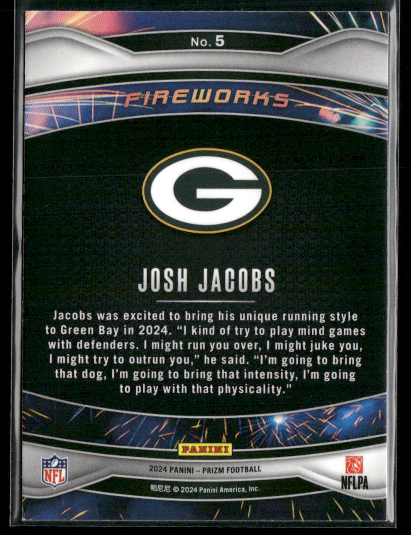 Josh Jacobs 2024 Panini Prizm Fireworks #5 Green Bay Packers