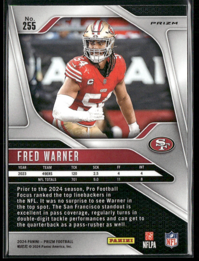 Fred Warner 2024 Panini Prizm Silver #255 San Francisco 49ers