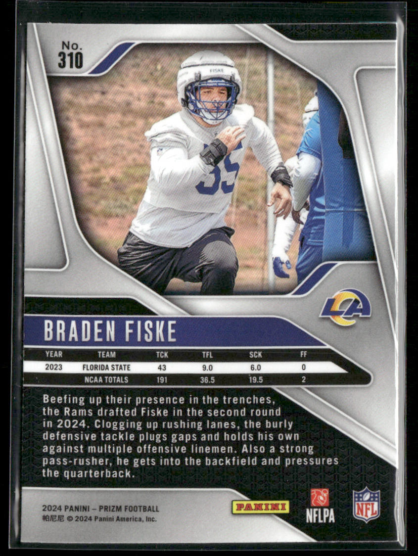 Braden Fiske 2024 Panini Prizm #310 RC Los Angeles Rams