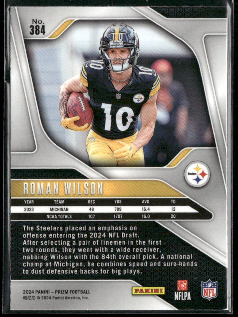 Roman Wilson 2024 Panini Prizm #384 RC Pittsburgh Steelers