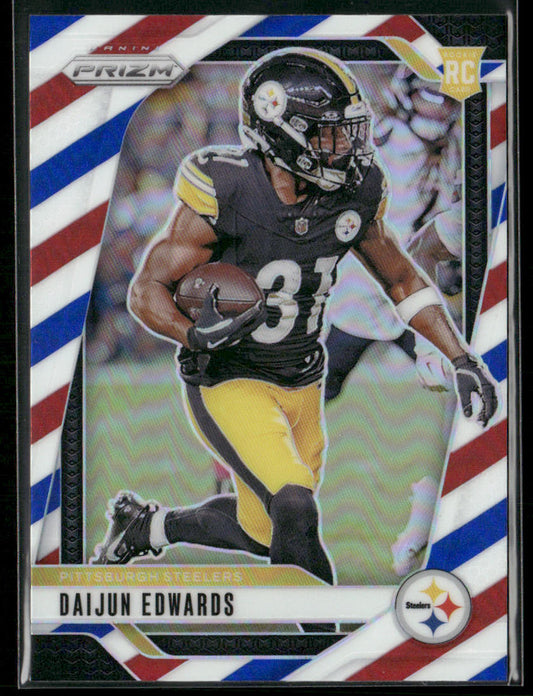 Daijun Edwards 2024 Panini Prizm Red White and Blue #323 RC Pittsburgh Steelers