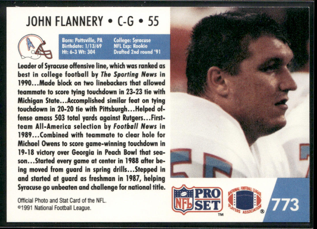 John Flannery 1991 Pro Set #773 RC Houston Oilers
