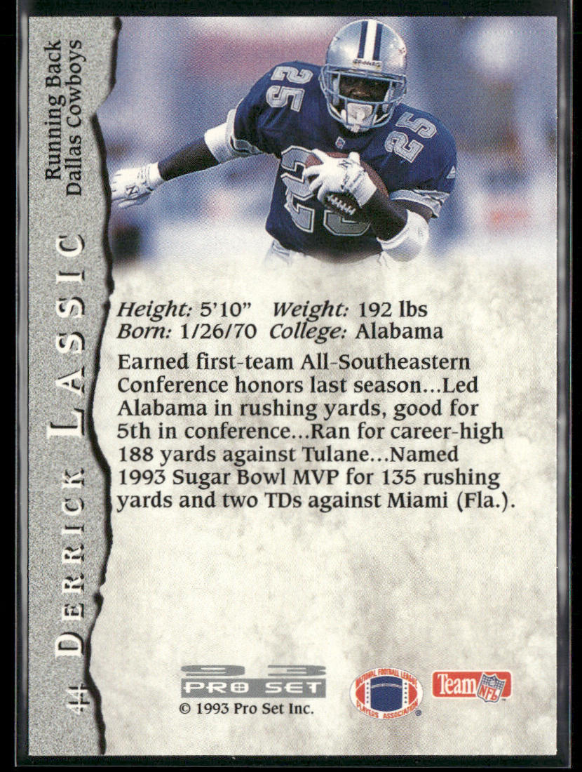 Derrick Lassic 1993 Pro Set #44 RC Dallas Cowboys