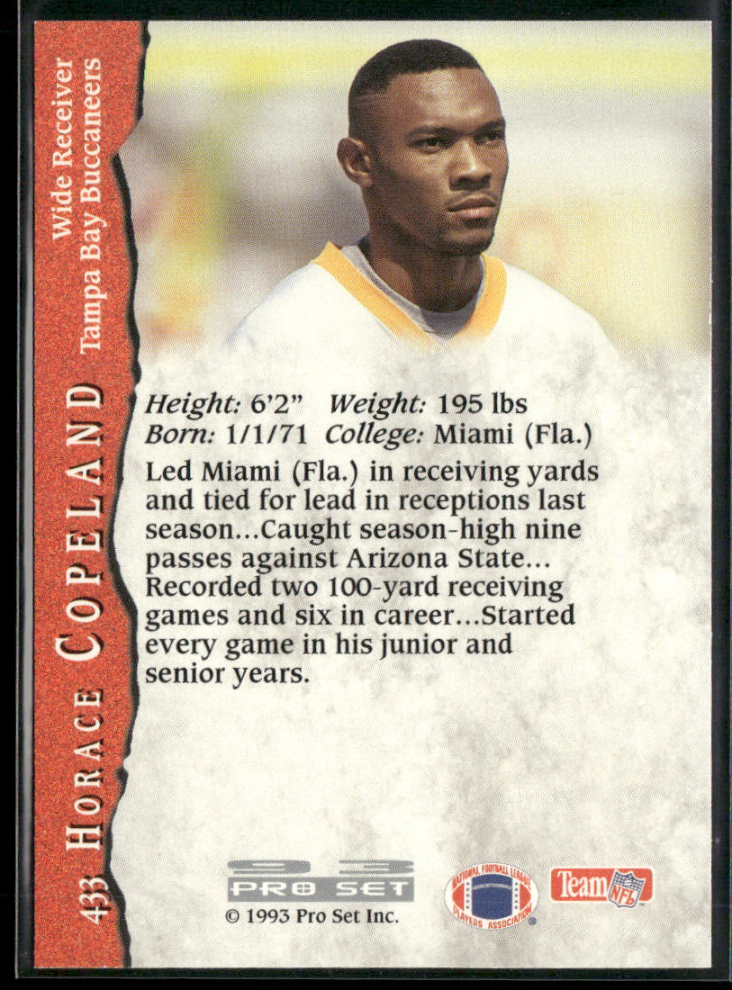 Horace Copeland 1993 Pro Set #433 RC Tampa Bay Buccaneers