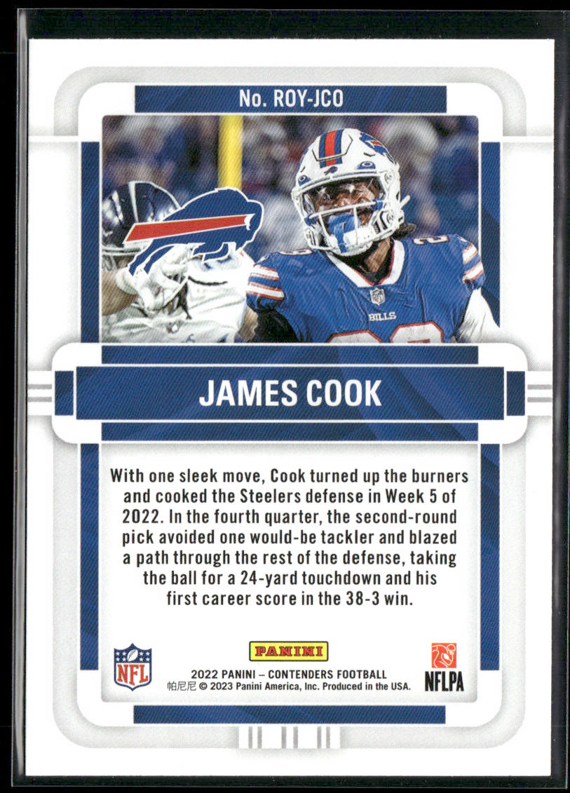 James Cook 2022 Panini Contenders Rookie of the Year Contenders Emerald #ROY-JCO