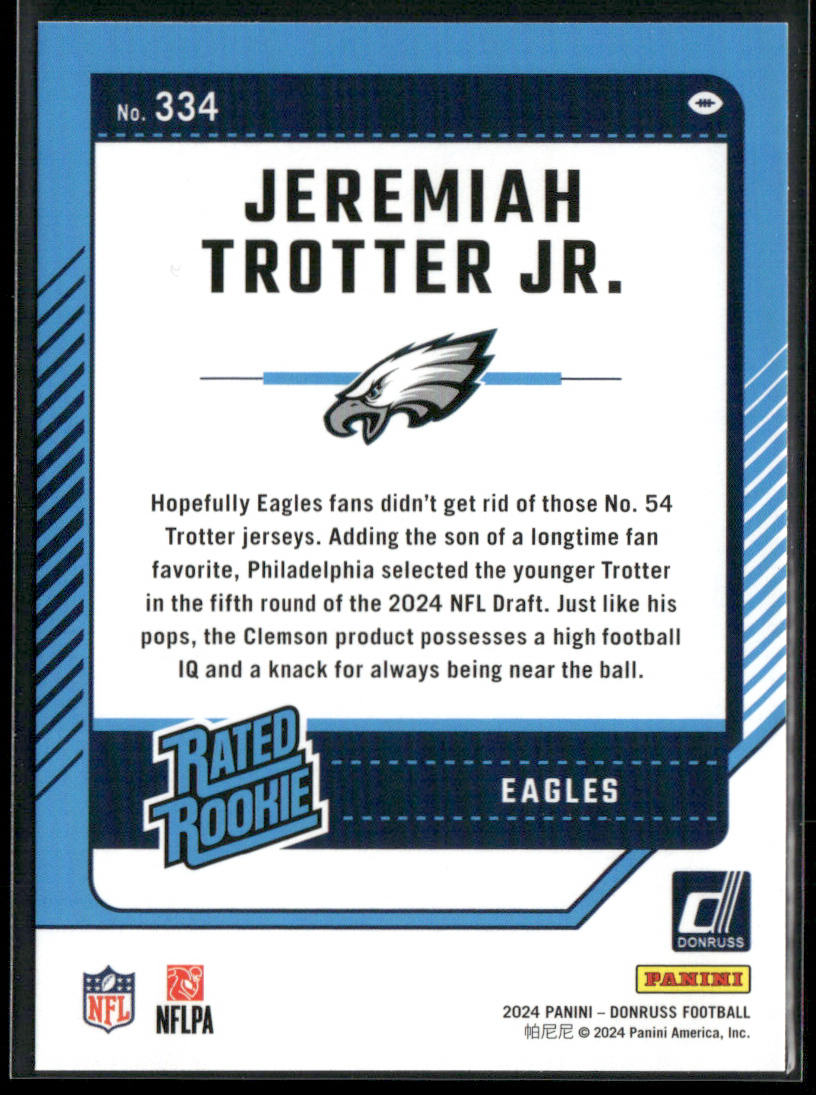 Jeremiah Trotter Jr. 2024 Donruss Press Proof Yellow #334 RC Philadelphia Eagles