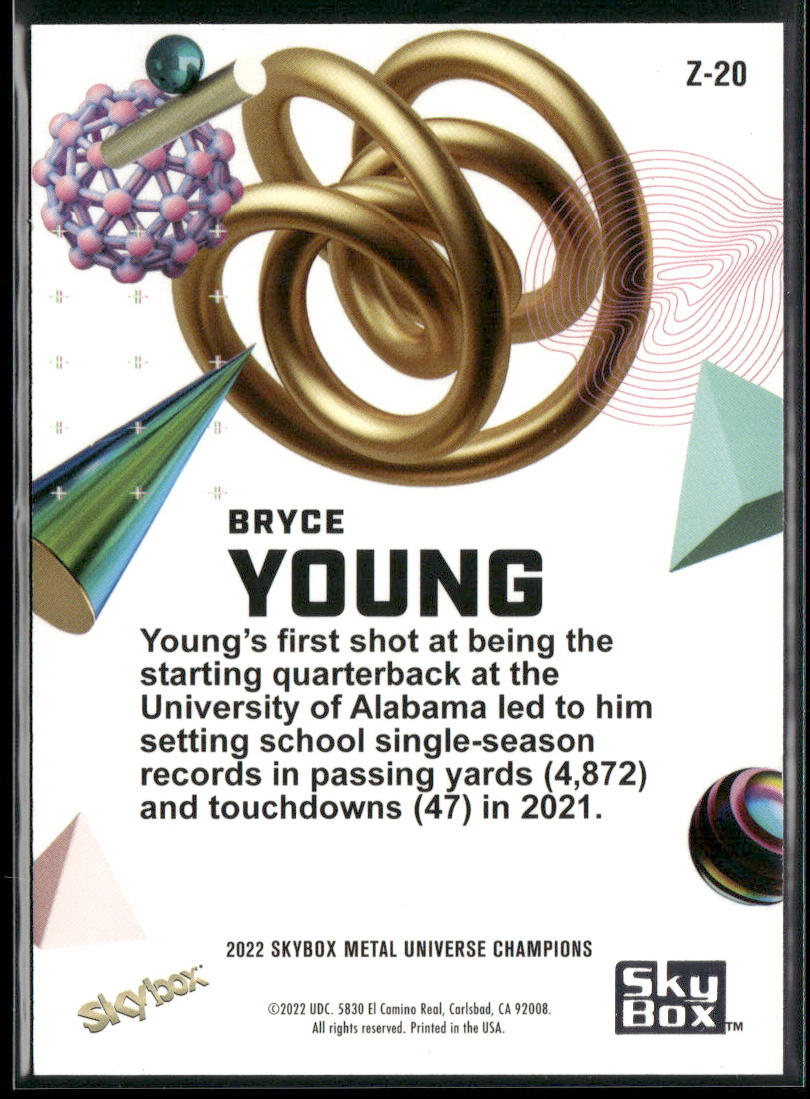 Bryce Young 2022 SkyBox Metal Universe Champions Z-Force #Z-20