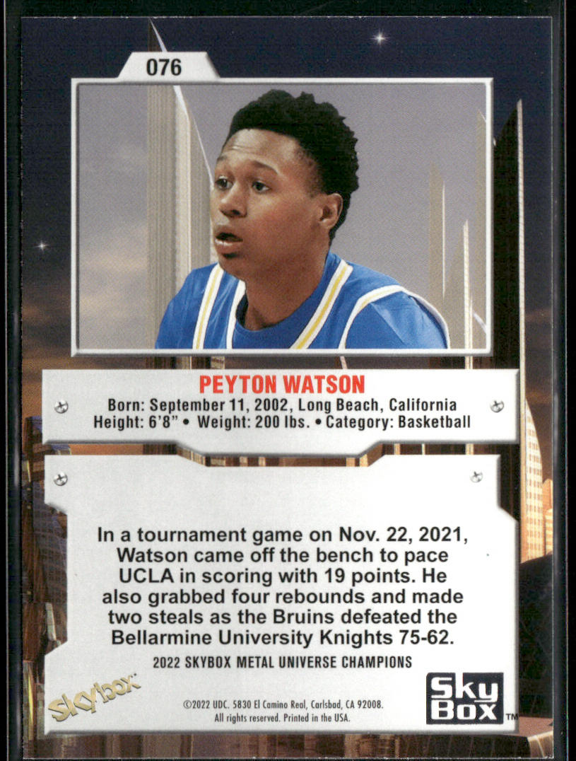 Peyton Watson 2022 SkyBox Metal Universe Champions #076