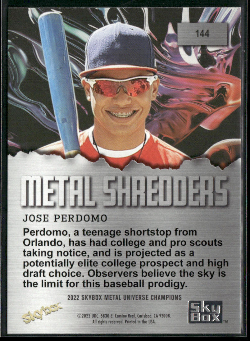 Jose Perdomo 2022 SkyBox Metal Universe Champions #144