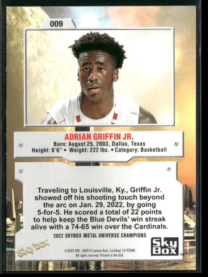 Adrian Griffin Jr. 2022 SkyBox Metal Universe Champions #009
