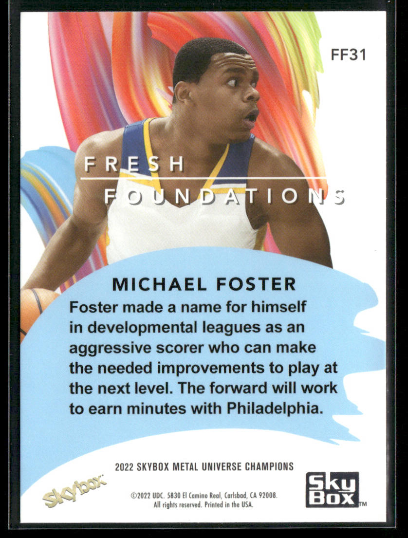 Michael Foster 2022 SkyBox Metal Universe Champions Fresh Foundations #FF31