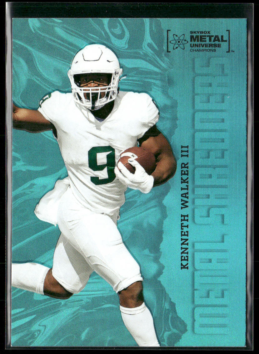 Kenneth Walker III 2022 SkyBox Metal Universe Champions Aqua #128