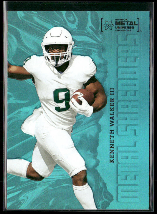 Kenneth Walker III 2022 SkyBox Metal Universe Champions Aqua #128