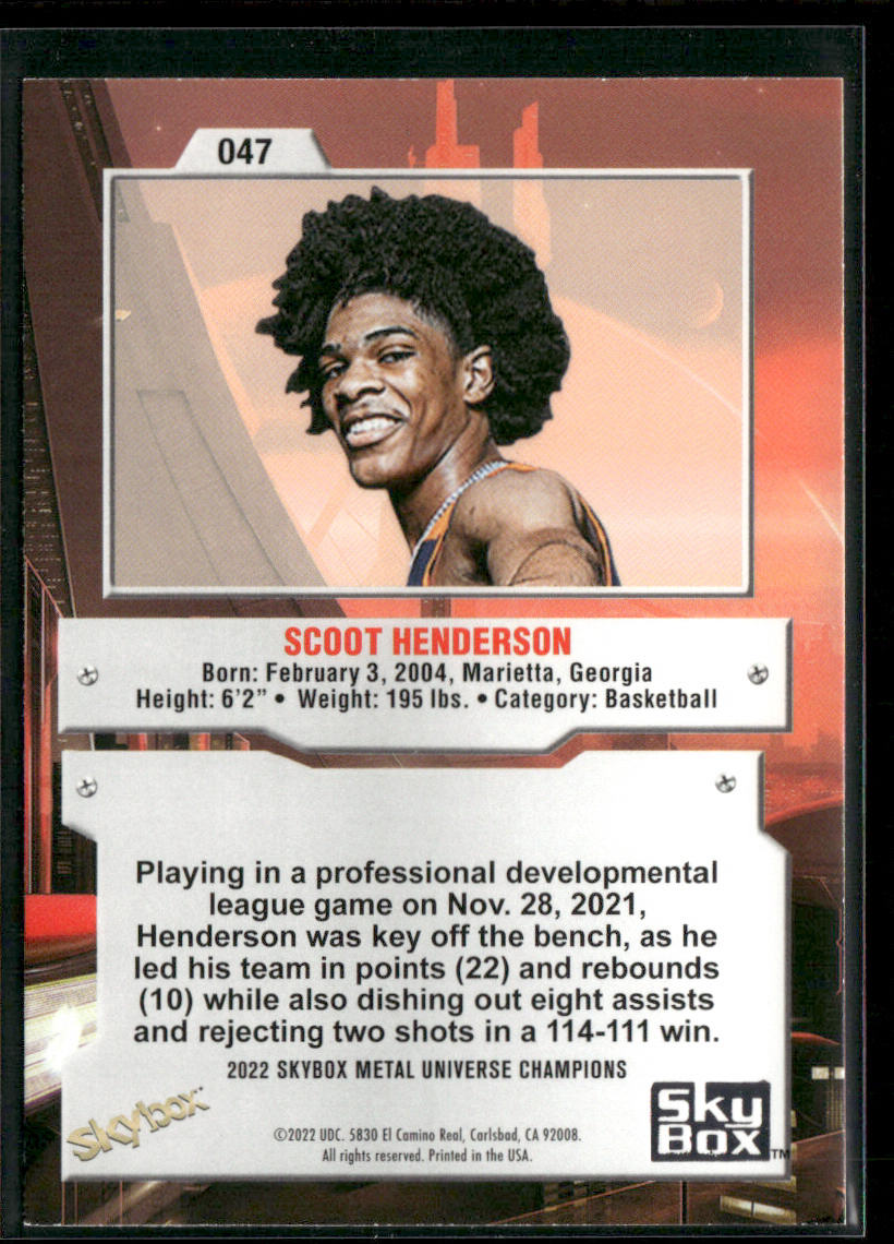 Scoot Henderson 2022 SkyBox Metal Universe Champions #047