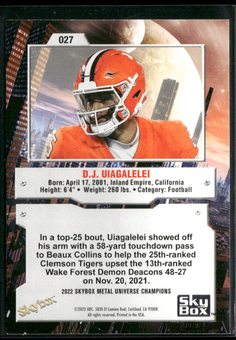 D.J. Uiagalelei 2022 SkyBox Metal Universe Champions #027