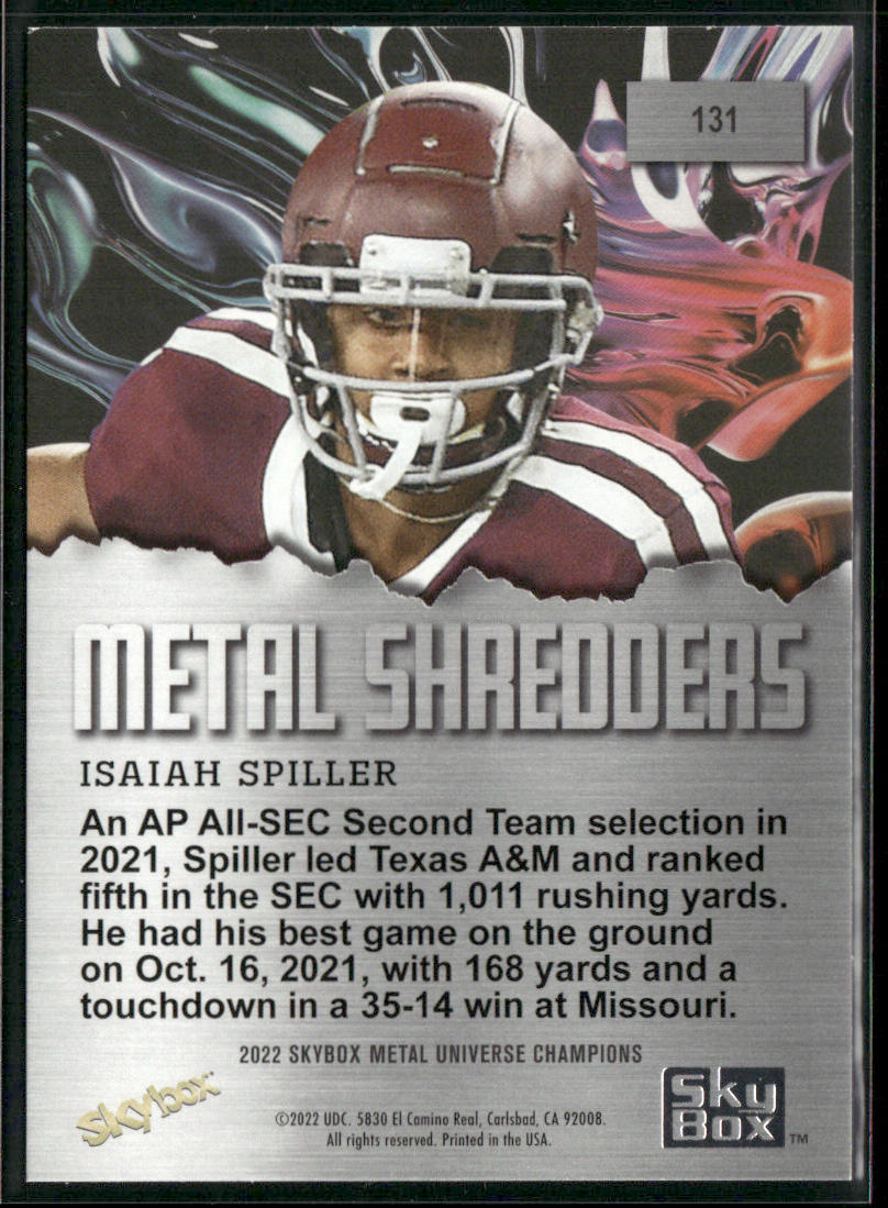 Isaiah Spiller 2022 SkyBox Metal Universe Champions #131