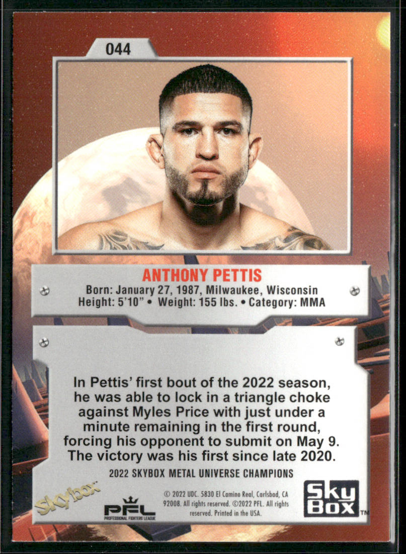 Anthony Pettis 2022 SkyBox Metal Universe Champions Aqua #044