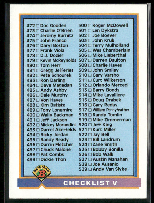 Checklist V: 472-593 1991 Bowman #703c