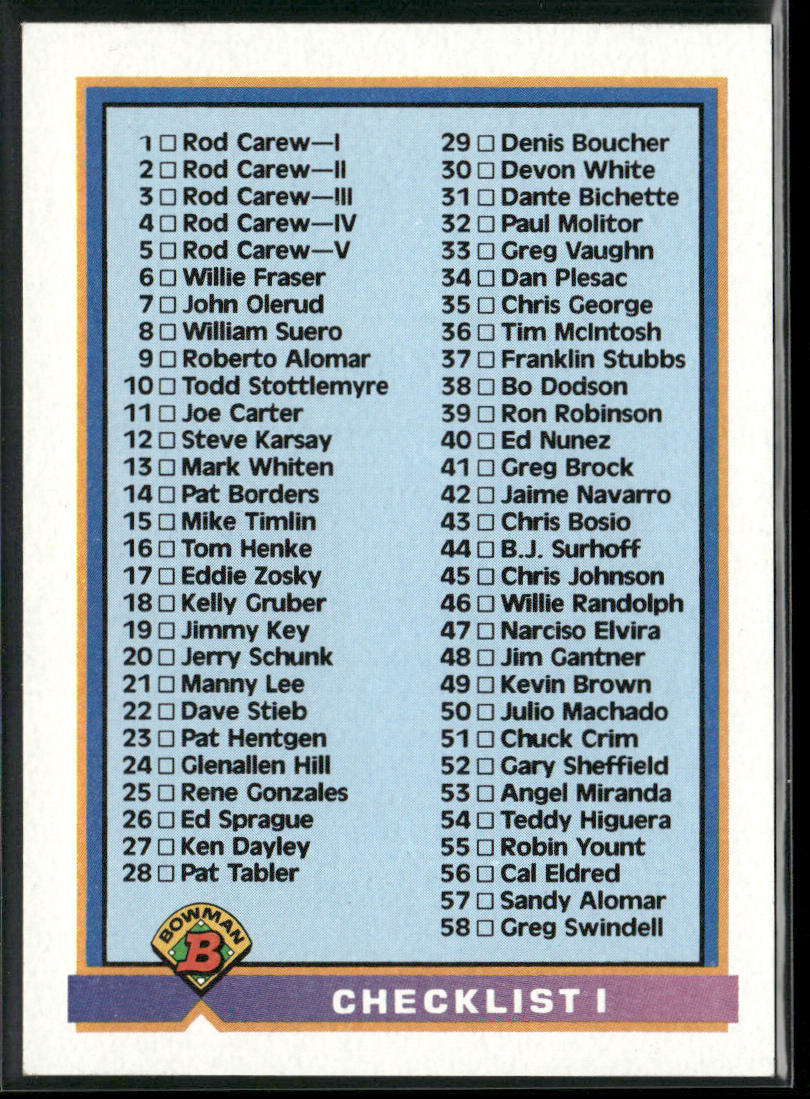 Checklist I: 1-122 1991 Bowman #699