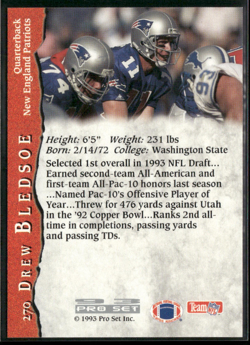 Drew Bledsoe 1993 Pro Set #270 RC New England Patriots