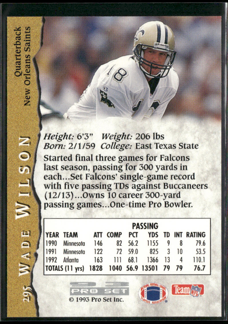 Wade Wilson 1993 Pro Set #295 New Orleans Saints