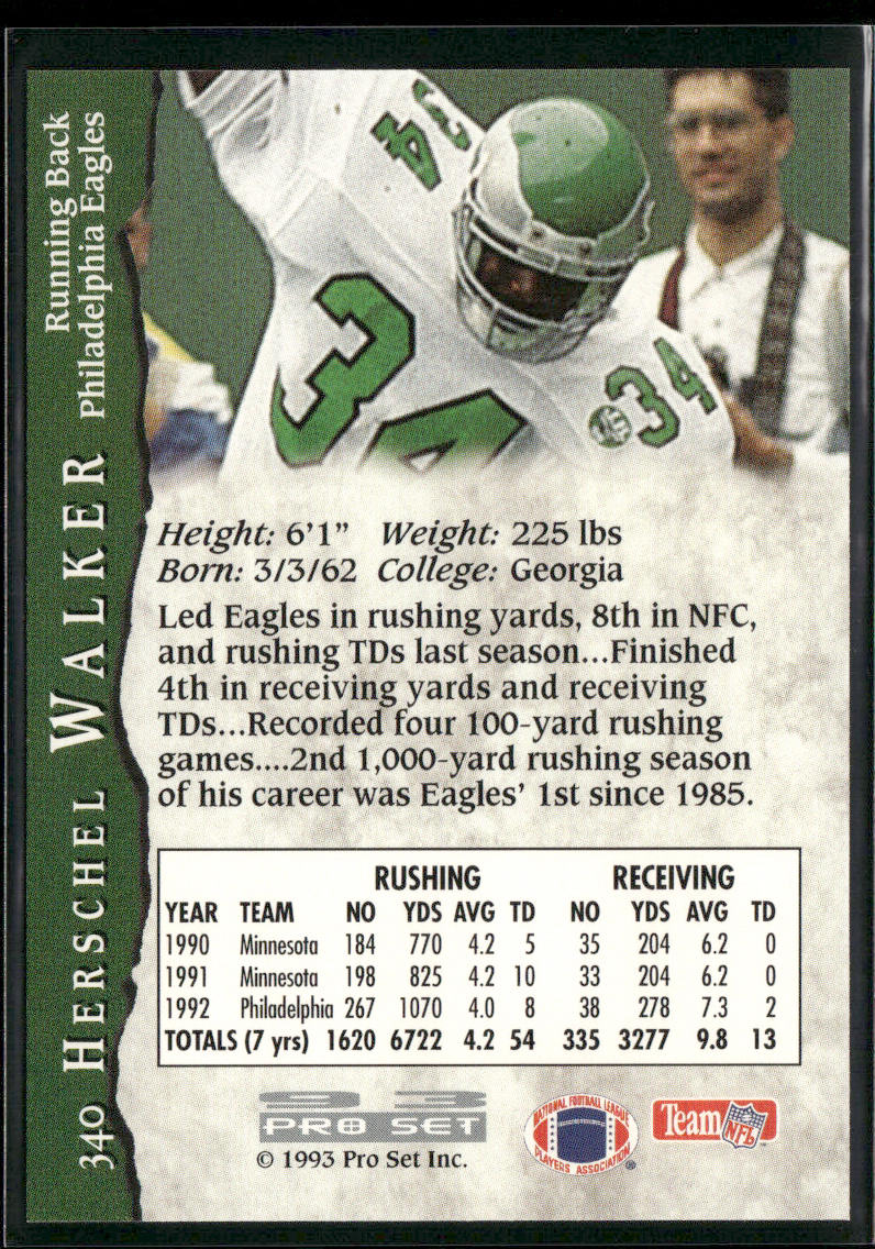 Herschel Walker 1993 Pro Set #340 Philadelphia Eagles