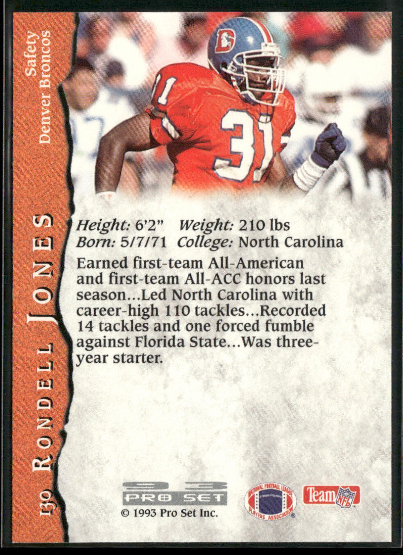 Rondell Jones 1993 Pro Set #130 RC Denver Broncos